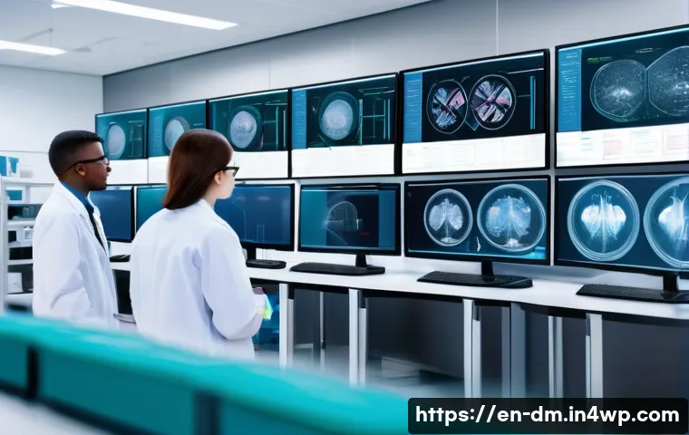 유전자 검사를 통한 유전병 예방 전략 - A modern medical laboratory scene showing a diverse group of scientists and genetic counselors analy...