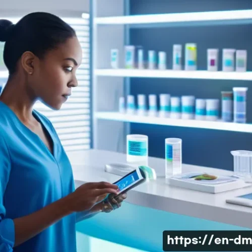 Home 33 유전자 맞춤형 건강 관리를 위한 최적의 도구 소개 - A modern home laboratory scene showing a diverse adult woman in casual attire examining a genetic te...