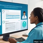 Home 20 유전자 맞춤형 의료 서비스의 법적 측면 - A modern clinical genetics consultation room with a diverse adult patient and a professional genetic...